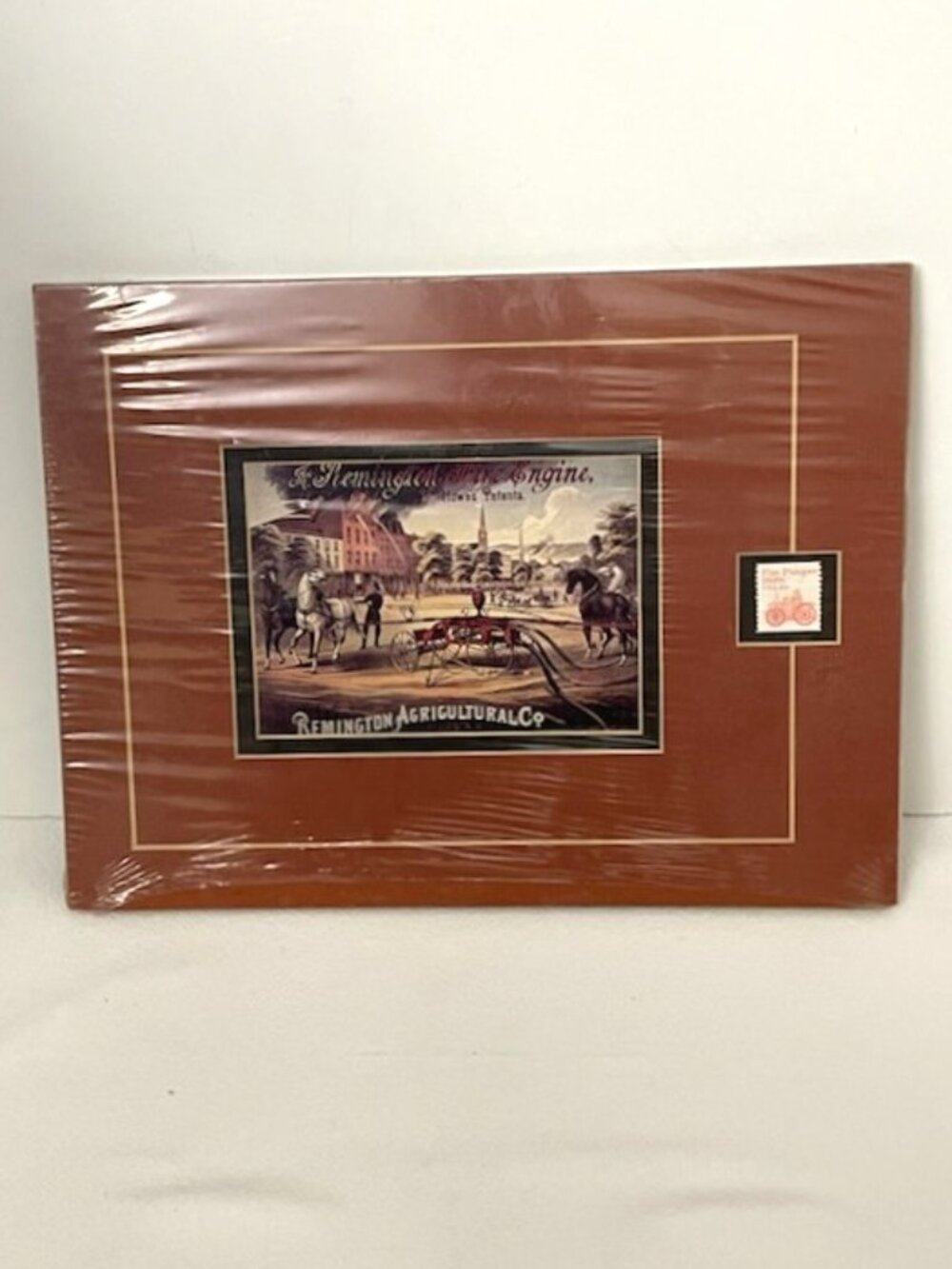 Remington Agricultural Co Fire Engines Print & 1860 Fire Pumper USA 20c Stamp
